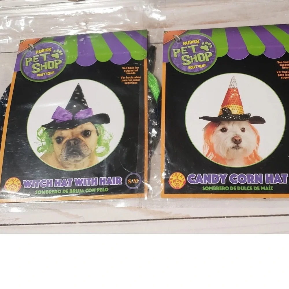 Rubie's Pet Shop Candy Corn and Witch Hat with neon color hair NEW